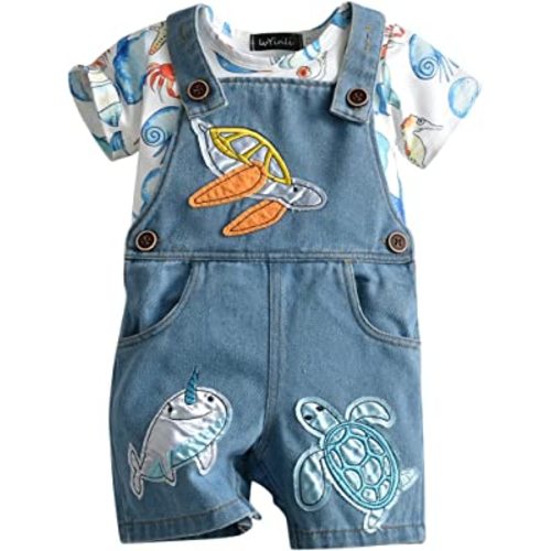 Cute Baby Boy Clothes Suit Toddler Boys' Striped long Sleeve T-Shirt+Denim Overalls Jumpsuit Pants Outfits Sets