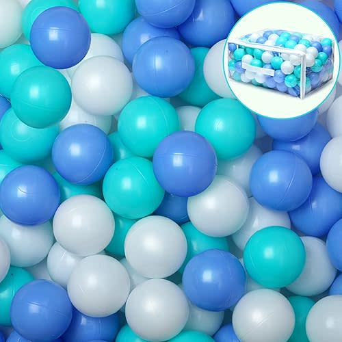 Ball Pit Balls for Baby and Toddler Phthalate Free BPA Free Crush Proof Plastic - Multicolored Pit Balls in Reusable Play Toys for Kids with Storage Bag