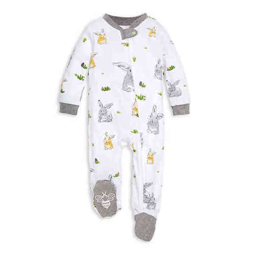 Burt's Bees Baby® Size 0-3M Bunny Trail Footie in White