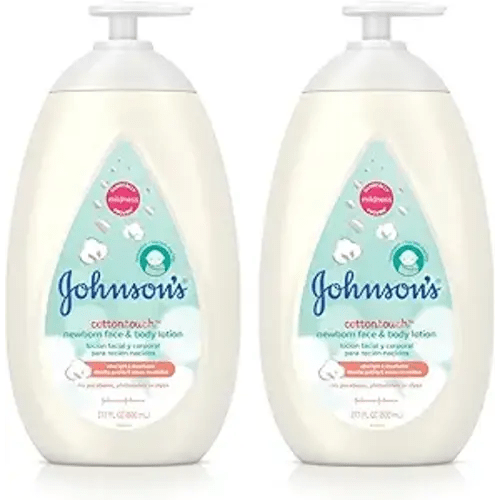 Johnson's CottonTouch Newborn Baby Face and Body Lotion, Hypoallergenic and Paraben-Free Moisturization for Baby's Sensitive Skin, Made with Real Cotton Twin Pack, 2 x 27.1 fl. oz