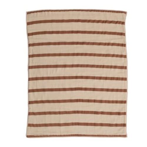 Storied Home Striped Cotton Double Cloth Printed Baby Blanket in Bag