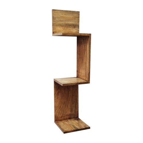 Sagebrook Home Neutral Modern Mange Wood Brown Zig Zag Corner Wall Shelf - 8" x 8" x 33" - 8" x 8" x 33"