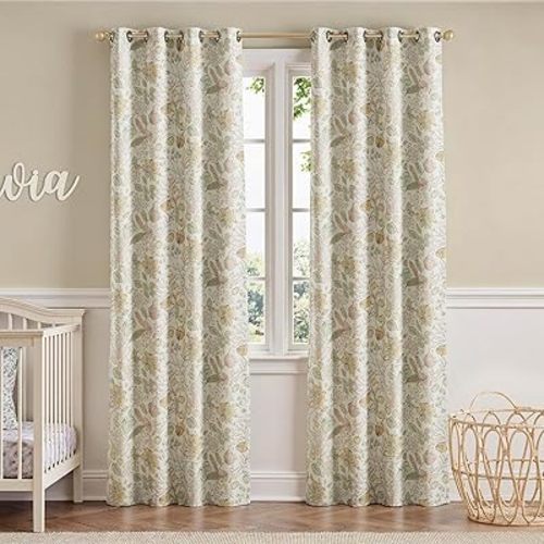 jinchan Nursery Curtains 95% Blackout Yellow Floral Curtains for Girls Room, 84 Inch Length Farmhouse Drapes for Bedroom Living Room Darkening Window Treatment Grommet Top Set of 2 Panels