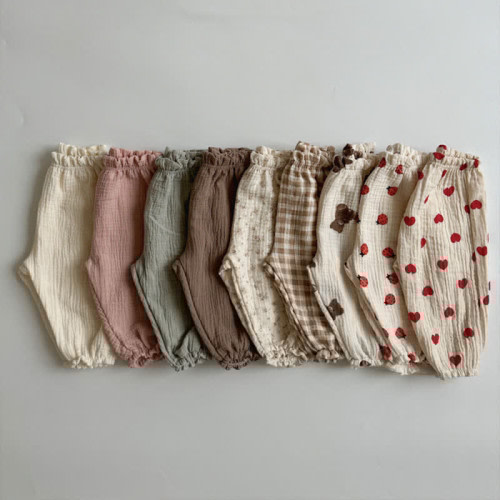 Baby Casual Linen Pants - Floral Pattern