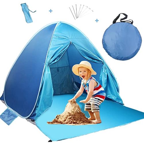 Beach Tent, Sunba Youth Beach Shade, Anti UV Instant Portable Tent Sun Shelter, Pop Up Baby Beach Tent, for 2-3 Person - Blue