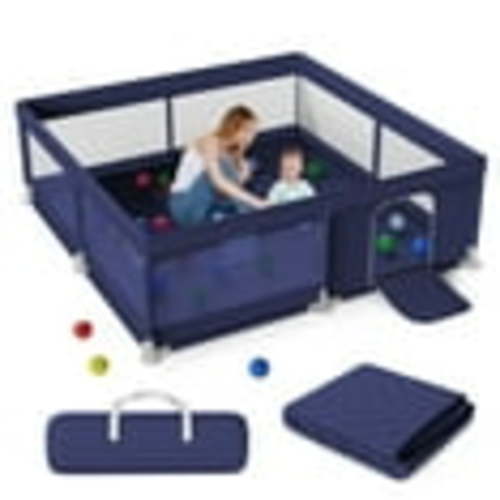 TEAYINGDE Baby Playpen Large Play Yard Fence for Toddlers With Mat,50"x50" Blue