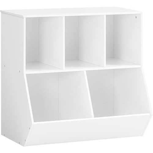 HOOBRO Kids Bookshelf, Bookcase Footboard, 31.5" L Toy Storage Cubby, Children's Toy Shelf, Toy Storage Cabinet, Fit for Children's Room, Playroom, Hallway, Kindergarten, White WT328CW01