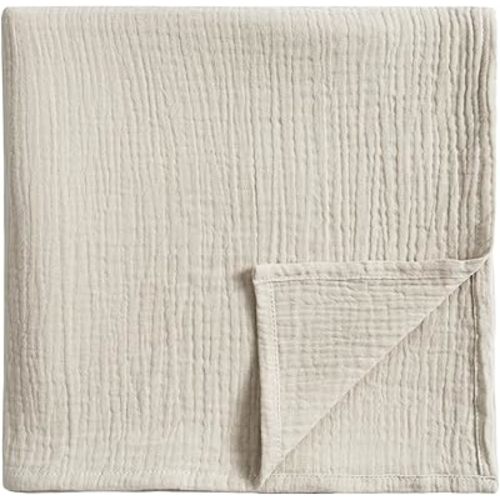 Meracorallo Muslin Swaddle Blanket, 100% Organic Cotton Receiving Blanket Soft and Breathable Swaddle Wrap for Baby Boys and Girls, Beige