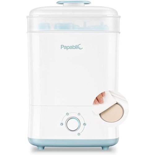 Papablic Baby Bottle Sterilizer and Dryer, Electric Steam Sterilizer for Baby Bottles, Pacifiers, and Pump Parts, Large Capacity 10 Bottle, Fast Sanitizes and Dries Bottles, Easy to Use and Clean