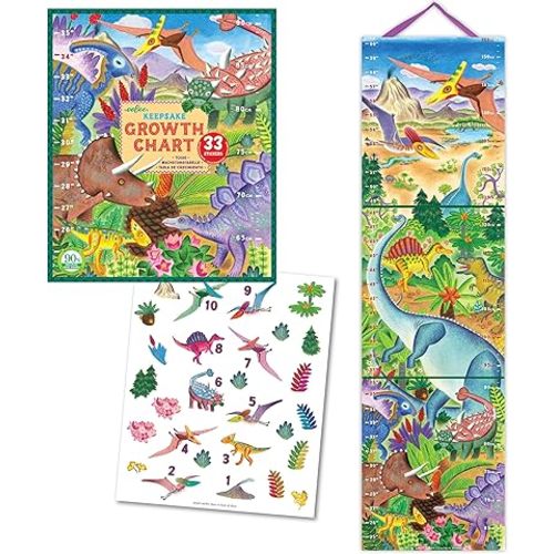 eeBoo: Grow Like a Dinosaur Growth Chart, Includes 33 Different Sticks to Mark Occasions, Educational Game That Cultivate Conversation, Socialization, and Skill-Building, for 2 or More Children