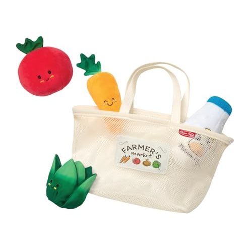 Melissa & Doug Multi-Sensory Market Basket Fill & Spill Infant Toy - Play Food Menus, Pretend Play Grocery Toys, Sorting And Stacking Toys, Multi-Sensory Toys For Infants And Toddlers Ages 1+