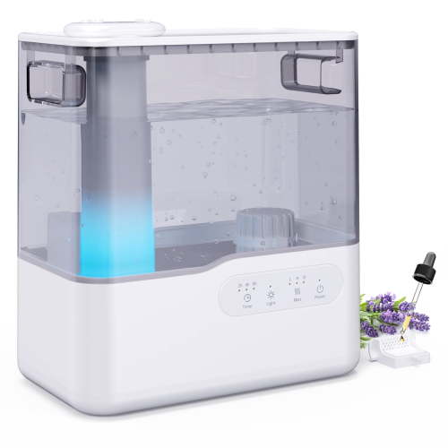 ALROCKET 5L Humidifier for Room,Top Fill Cool Mist Humidifiers for Home Large Room,Baby and Plant,25dB Quiet Vaporizer,Oil Diffuser,Nightlight,360°Rotating Nozzle,White