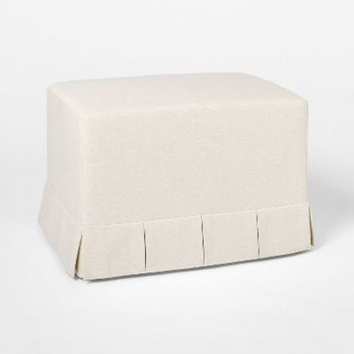 Box Pleat Upholstered Ottoman Cream - Threshold™ Designed With Studio Mcgee