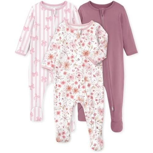 Yoofoss Baby Pajamas 100% Organic Cotton Baby Sleepers for Newborn 0-3 3-6 6-9 Months Boys Girl Clothes 3pcs Footed PJs