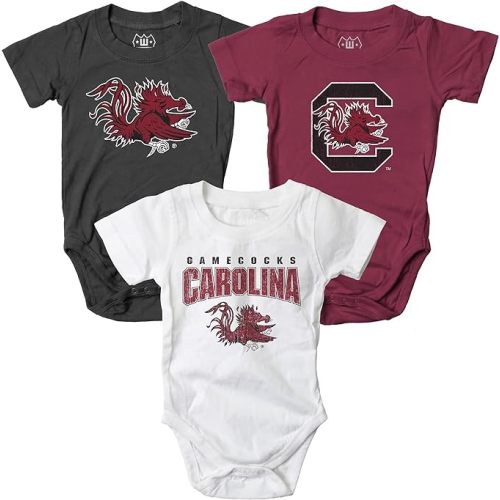 Wes and Willy Baby College Team 3 Pack of Cotton Rompers
