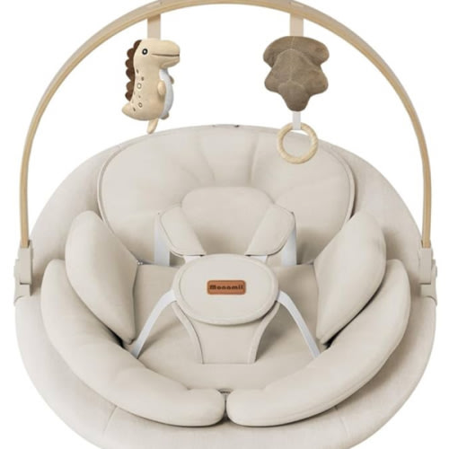Baby Swings for Infants, Monamii Baby Swing, Infant Swing with 5 Speeds, 10 Lullabies, Electric Swing for Baby, Indoor & Outdoor Use (Beige)