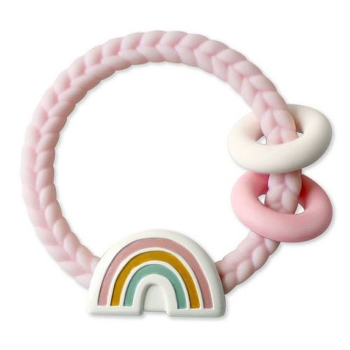 Itzy Ritzy Ring Rattle & Teether - Rainbow Pink