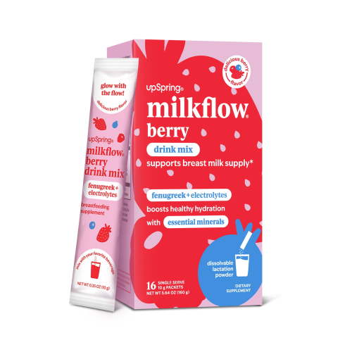 UpSpring Milkflow Berry Drink Mix Powder, with Fenugreek + Electrolytes, 16 Count