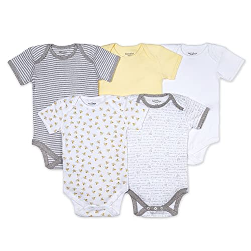Burt's Bees Baby Unisex Baby Bodysuits, 5-pack Short & Long Sleeve One-pieces, 100% Organic Cotton Bodysuit