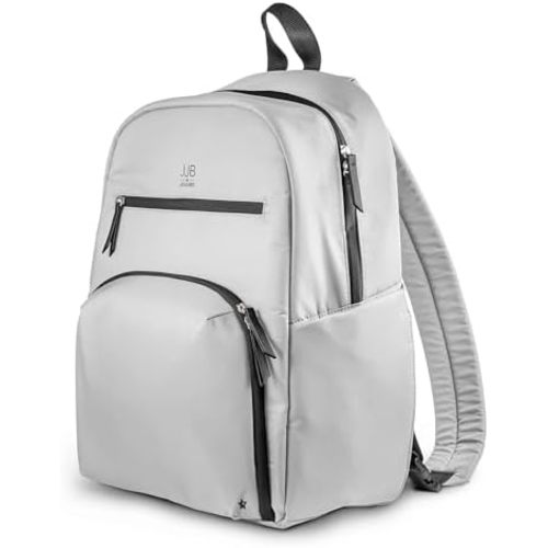 JuJuBe New Deluxe Diaper Bag Backpack with Portable Changing Pad, Stroller Straps, Large Travel Backpack for Boy or Girl, Carrying Baby Bottles, Diapers, Pacifiers, Grey, Mother's Day Gift