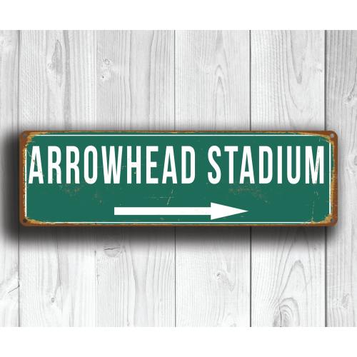 ARROWHEAD STADIUM Sign, Vintage style Arrowhead Stadium Sign, Kansas City Chiefs, Football Gifts, Chiefs Signs, Chiefs Football