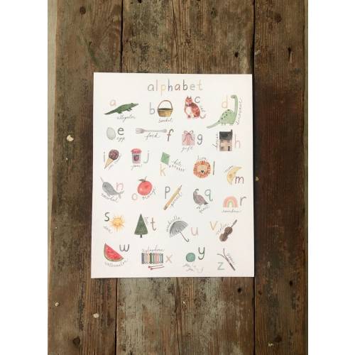 Alphabet Nursery Art - Watercolor Alphabet Chart 11x14