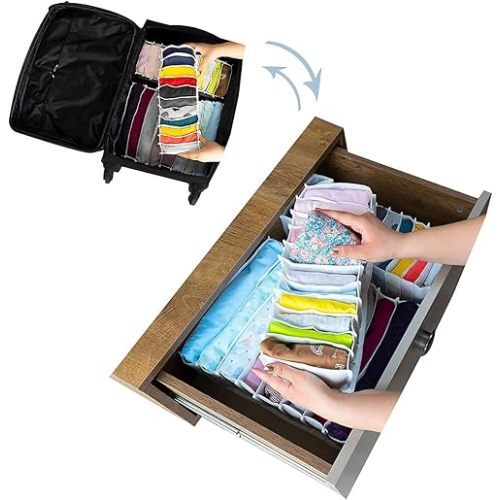 Drawer Organizer Baby Clothes, Drawer Dividers Organizers Clothes Storage Box for Baby Onesie, Underwear, Socks, Shirts, Accordion Drawer Organizer, Breathable Fabric (Set of 3)