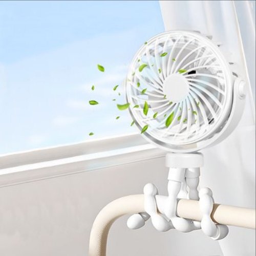 Portable Stroller Fan - 3 Speed Personal Handheld Fan for Car Seat Crib Treadmill Travel - White