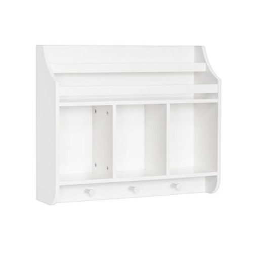 RiverRidge Kids' Wall Mounted Bookshelf and Toy Storage Organizer for Playroom/Nursery and Reading Nook White