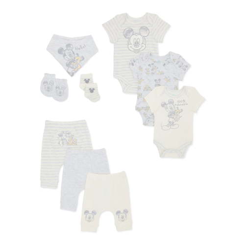 Disney Baby Wishes + Dreams Layette Mickey and Puppies Shower Gift Set, 9-Piece, Sizes NB-12M