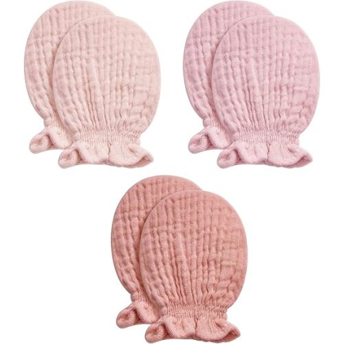 Pro Goleem Muslin Baby Mittens for Newborn, 100% Cotton No Scratch Soft Breathable Gloves for Boys and Girls 0-6 months