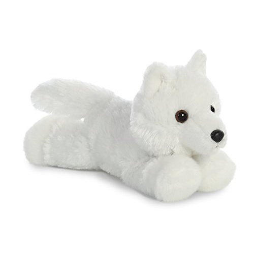 Aurora® Adorable Mini Flopsie™ White Wolf Stuffed Animal - Playful Ease - Timeless Companions - White 8 Inches