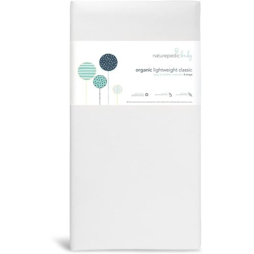 Naturepedic Organic Crib Mattress - 2-Stage Lightweight Infant & Toddler Mattress - Waterproof, Non-Toxic Bed for Baby - 52" x 28"