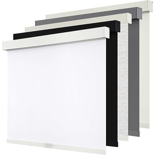 Cordless Blackout Roller Shades Blinds for Windows Free-Stop,Pull Down Room Darkening with Valance,Thermal Insulated Woven Fabric Window Door Blinds for Home,Office,White 30" W x 72" L
