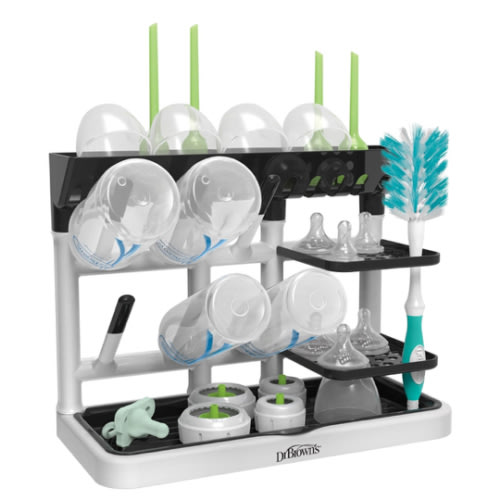 Dr. Brown's Drying Tower, Stand-Up Drying Rack, Countertop Baby Bottle Drying with Organized Storage for Baby Essentials, Space Saving Vertical Rack