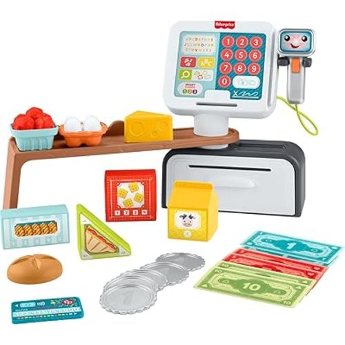 Fisher-Price Toddler Learning Toy Laugh & Learn Count & Shop Cash Register Play Store with 20 Pieces for Pretend Play Kids Ages 2+ Years