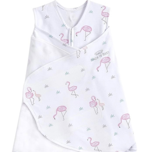 HALO 100% Cotton Sleepsack Swaddle, 3-Way Adjustable Wearable Blanket, TOG 1.5, Flamingos, Newborn, 0-3 Months