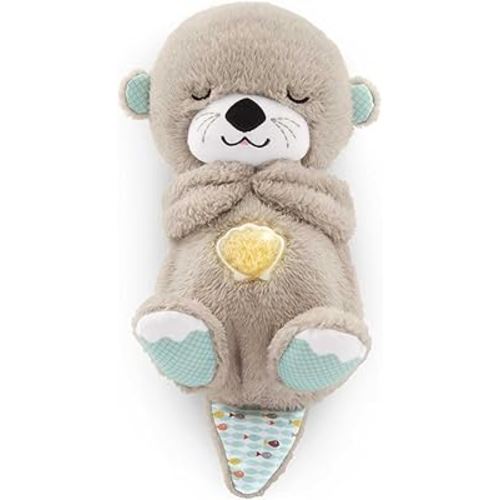 Fisher-Price Baby Toy Soothe 'n Snuggle Otter Portable Plush Sound Machine with Music Lights & Breathing Motion for Newborns 0+ Months