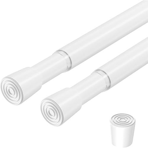 ZipGlo 2 Pack Spring Loaded Tension Rod 17-41" Adjustable Tension Curtain Rods