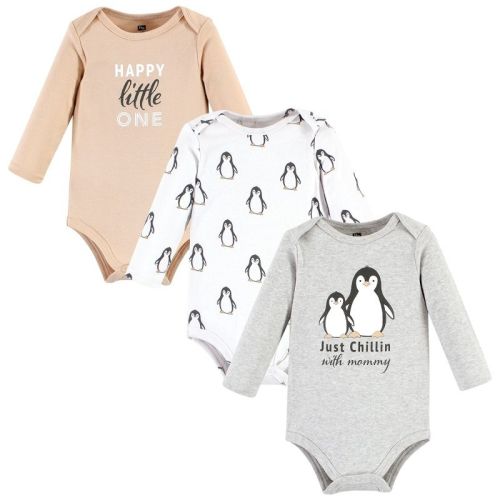 Hudson Baby Cotton Long-sleeve Bodysuits, Just Chillin Penguin, 0-3 Months