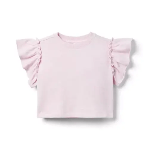 Girl Pink Dream Heather French Terry Ruffle Top by Janie and Jack