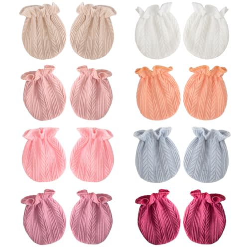 BQUBO Newborn Infant Toddler Mittens No Scratch Cotton Elastic Wrist Gloves Hypoallergenic for 0-6 Months Baby Boys Girls