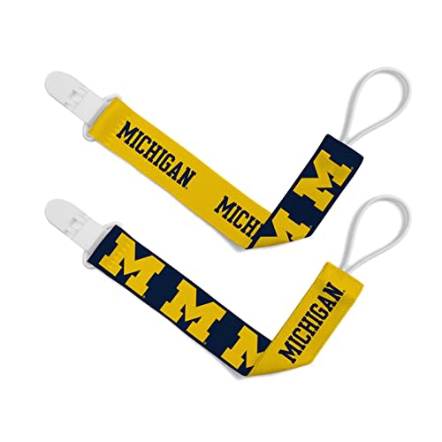BabyFanatic Officially Licensed Unisex Pacifier Clip 2-Pack - NCAA Michigan Wolverines - Officially Licensed Baby Apparel