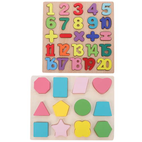Raindrops 2 Sets Wooden Shape Alphabet Number Puzzles Toy Baby Kids Early Educational Toy