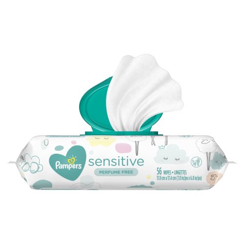 Pampers Sensitive Baby Wipes, 1 Pop-Top Packs, 56 Total Wipes