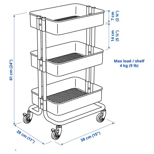 RÅSKOG Utility cart - white 11x15x24 "