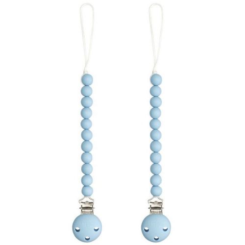 Comfy Cubs Pacifier Clips 2 Pack - 100% Food Grade Silicone Baby Pacifier Clips - Sky Blue