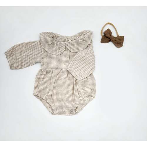 Adalia Gingham Romper Set – Olive and Cradle