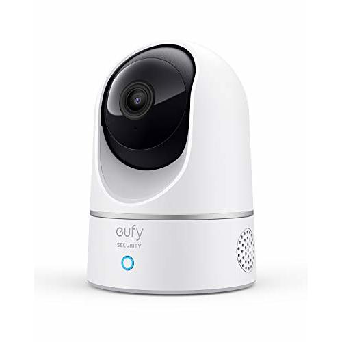 eufy Security Indoor Cam E220, Camera for home Security, Pan & Tilt, Dog/Pet Camera, 2K Wi-Fi Plug-in, Motion Tracking, Motion Only Alerts, Night Vision, HomeBase 3 Compatible, Voice Assistant Support
