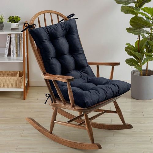 Rocking Chair Cushion 2 Piece Tufted Non Slip Set of Upper and Lower Cushions, Linen